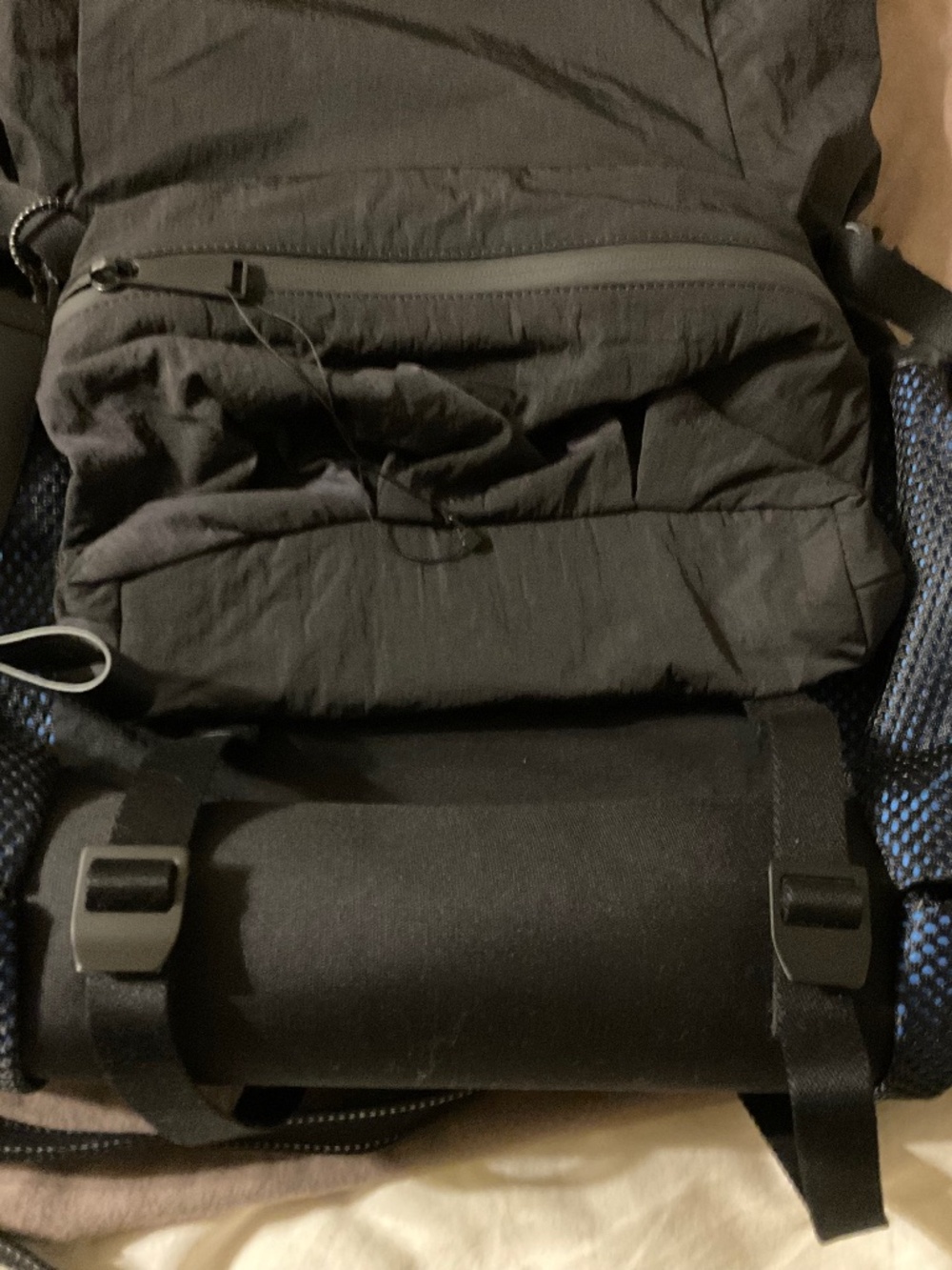 Bottega Veneta Intrecciato Nylon and leather backpack black and blue